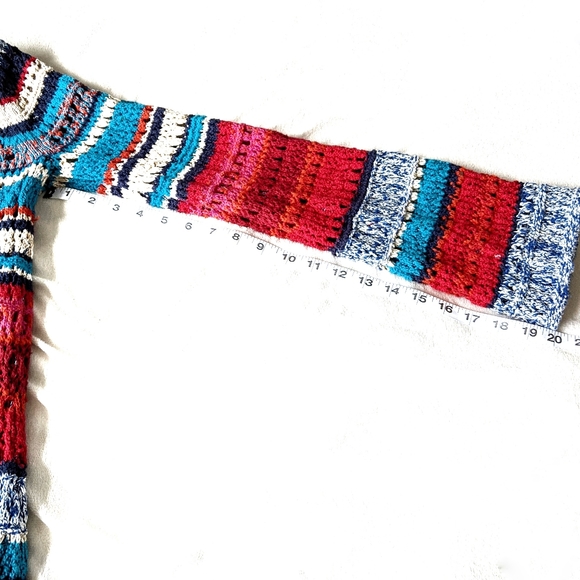 LUCKY BRAND Crochet Knit Long Cardigan Multicolor - Picture 8 of 10